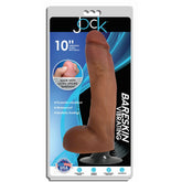 10" BARESKIN VIBRATING DONG WITH BALLS - LATTE